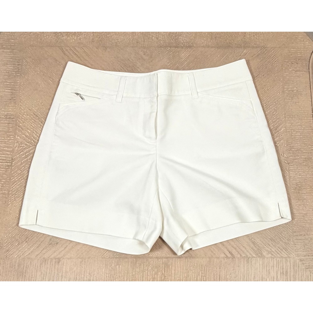 White House Black Market White Stretch Cotton Blend Shorts Size 0 - Picture 5 of 16